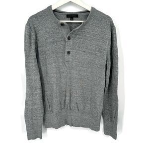 Banana Republic Men’s Gray Cotton Henley Long Sleeve Pullover Size Medium‎